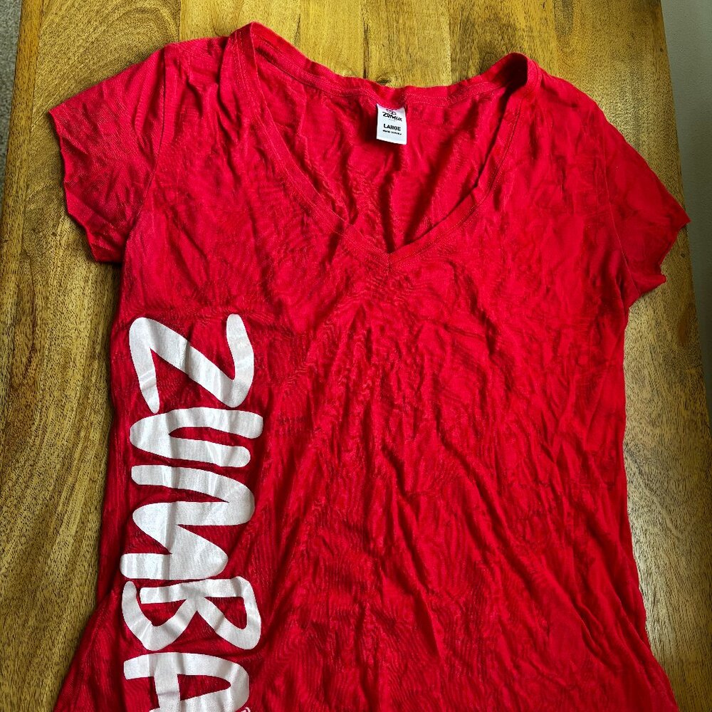 ZUMBA WEAR CORAL PINK INSTRUCTOR FITTED T-SHIRT SIZE LARGE